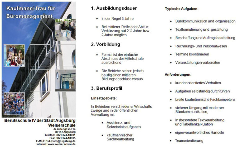 Kaufmann/Kauffrau für Büromanagement | BS4 Welserschule Augsburg